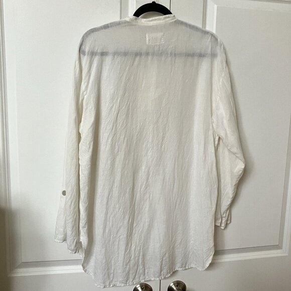 Flax Jeanne Engelhart Shirt Womens Button Linen White Lagenlook Boho - Picture 3 of 7